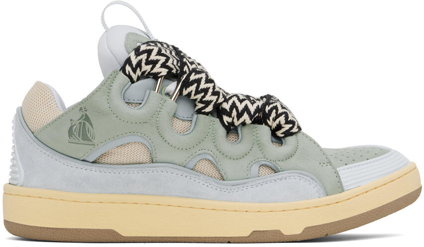 Lanvin Blue & Green Leather Curb Sneakers Cover