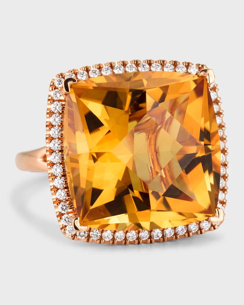 Lisa Nik Rocks 18K Rose Gold Citrine Statement Ring with Diamonds, Size 6 Cover