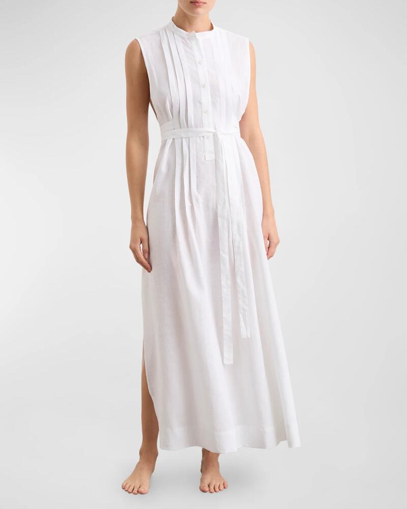 BONDI BORN Lucca Sleeveless Organic Linen Tie-Belt Maxi Dress Cover