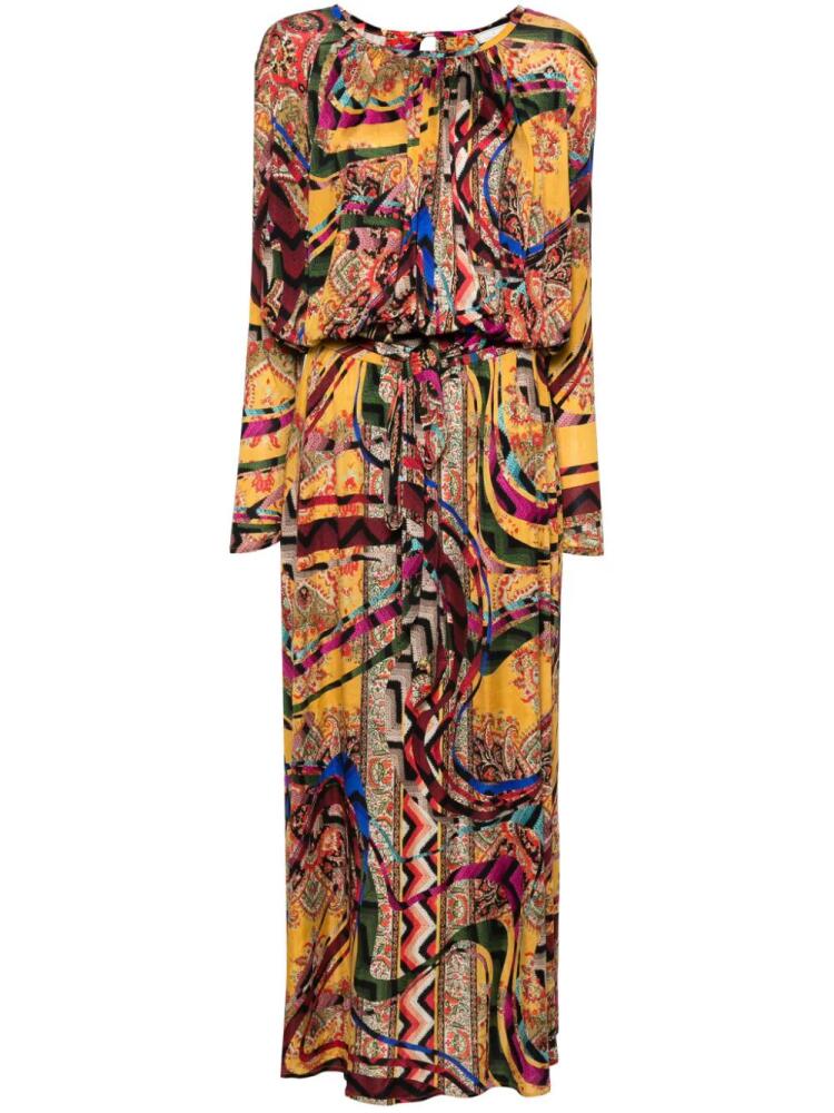 Pierre-Louis Mascia abstract-print silk dress - Yellow Cover