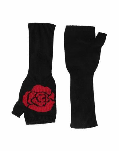 Barrie Woman Gloves Black Cashmere, Lambswool Cover