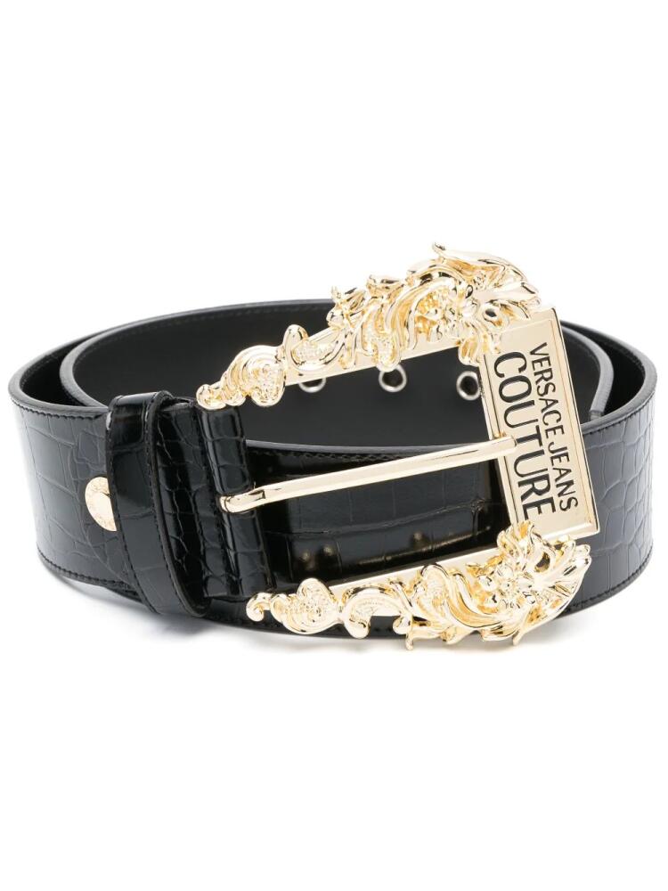 Versace Jeans Couture engraved-logo leather belt - Black Cover