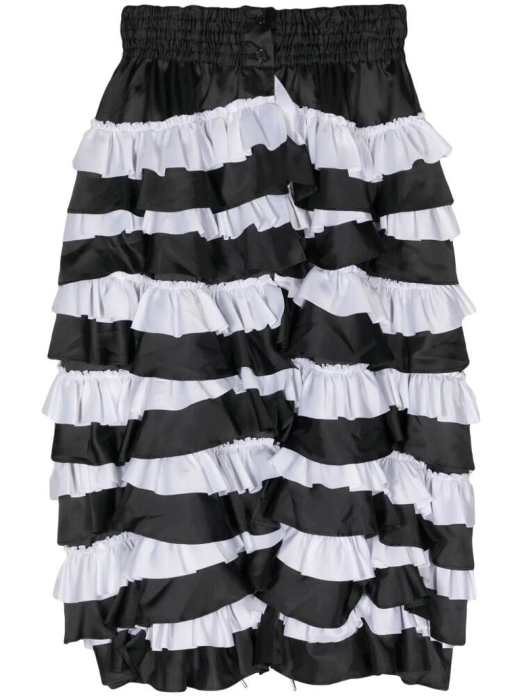 Noir Kei Ninomiya two-tone ruffled midi skirt - Black Cover