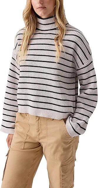 Sanctuary Stay Cozy Semi Crop Sweater (Toasted Marshmallow/Black Stripe) Women's Clothing Cover