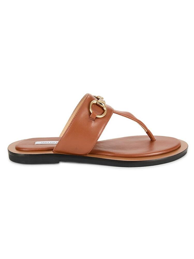 Saks Fifth Avenue Men's Leather Bit Flat Sandals - Mestico Tan Cover