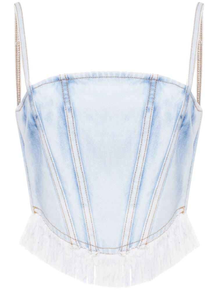 Alessandra Rich ruffle-trim denim corset top - Blue Cover