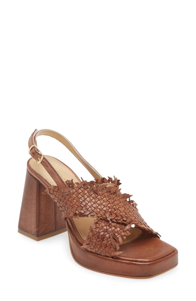 Chocolat Blu Inaya Slingback Platform Sandal in Brown Leather Cover