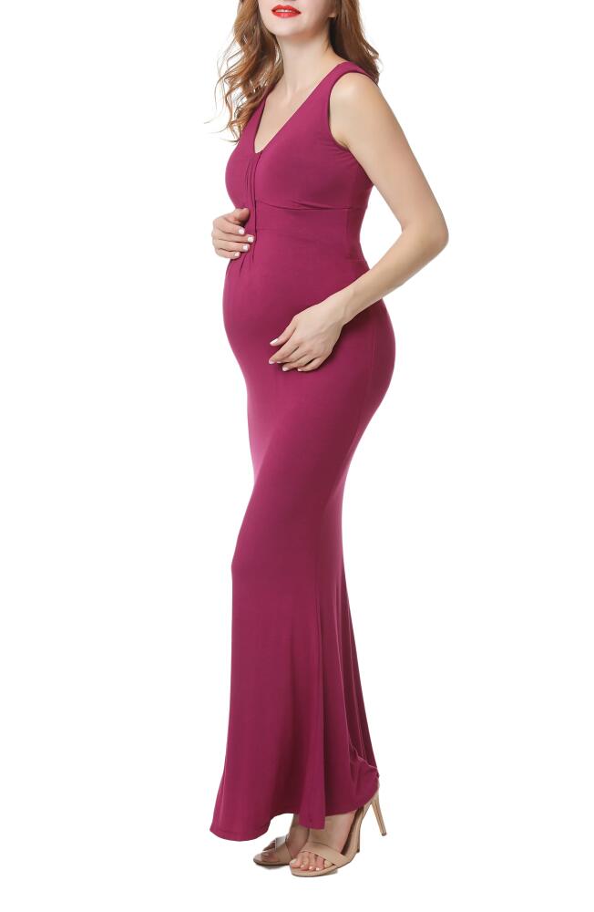 Kimi and Kai Edrei Maternity Mermaid Gown in Berry Cover