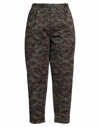 Société Anonyme Woman Pants Military green Cotton Cover