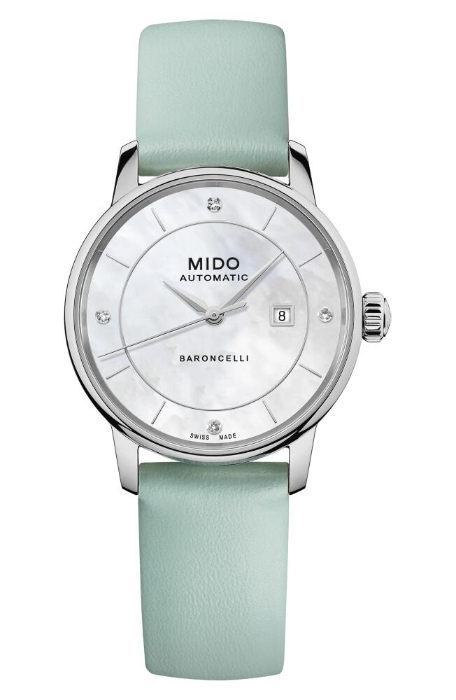 MIDO Baroncelli Signature Lady Colors Leather Strap Watch, 30mm in Mother Of Pearl/Multi Cover