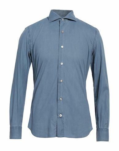 Mazzarelli Man Shirt Slate blue Size 15 ½ Cotton Cover