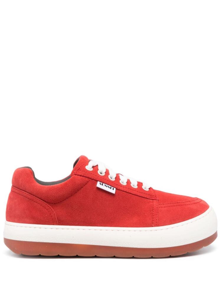 Sunnei Dreamy lace-up suede sneakers - Red Cover