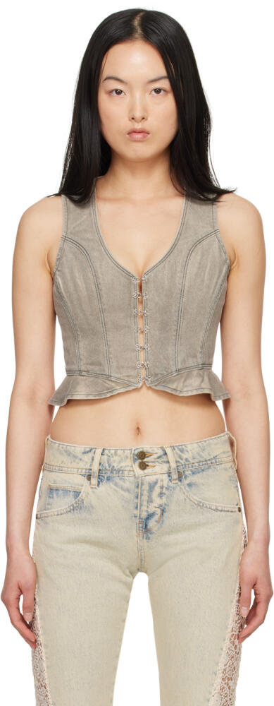 GUESS USA Gray Peplum Denim Vest Cover