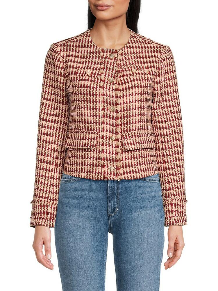 Wdny Women's Houndstooth Jacket - Red Beige Cover