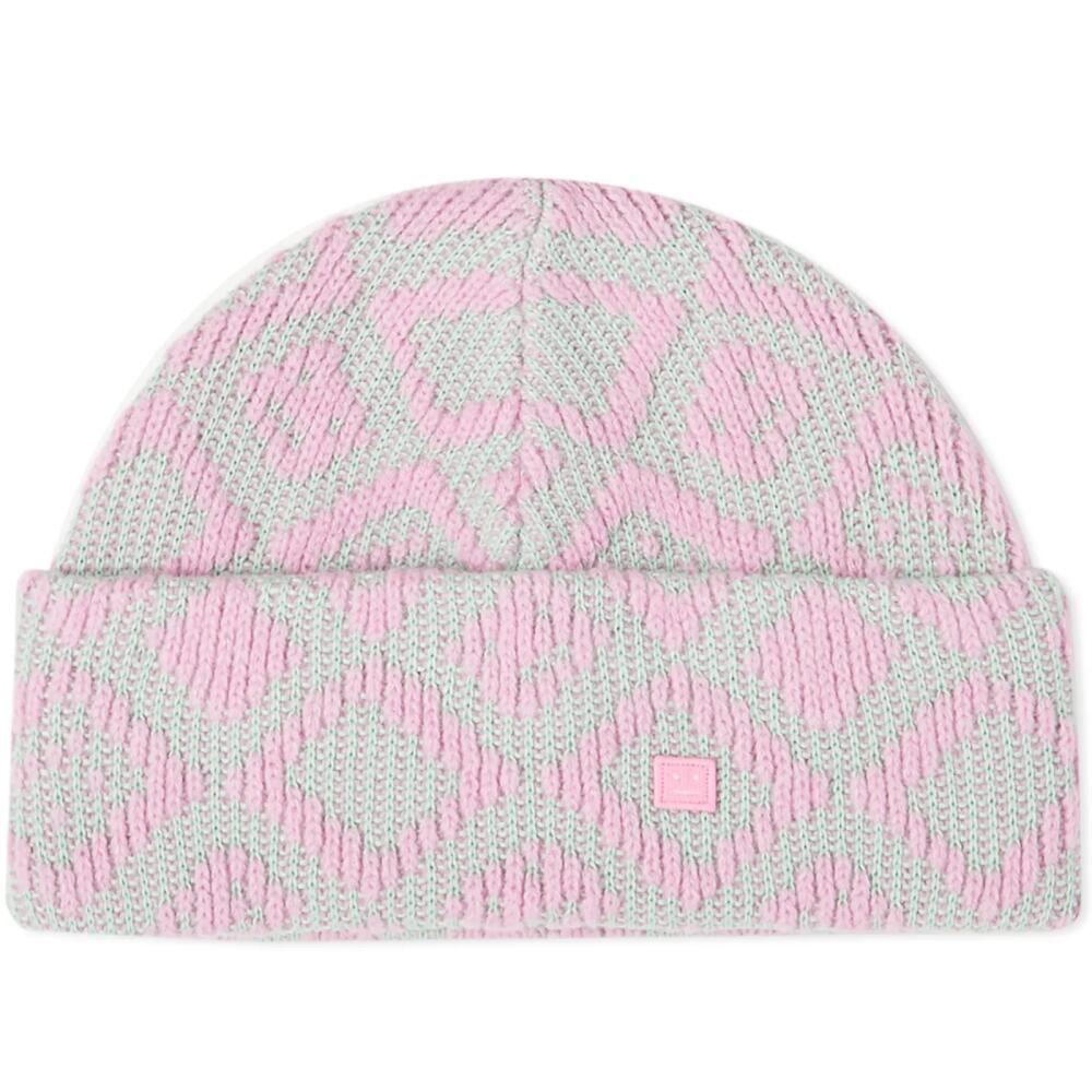 Acne Studios Women's Konny Tile Face Beanie in Bubble Pink/Spring Green Cover