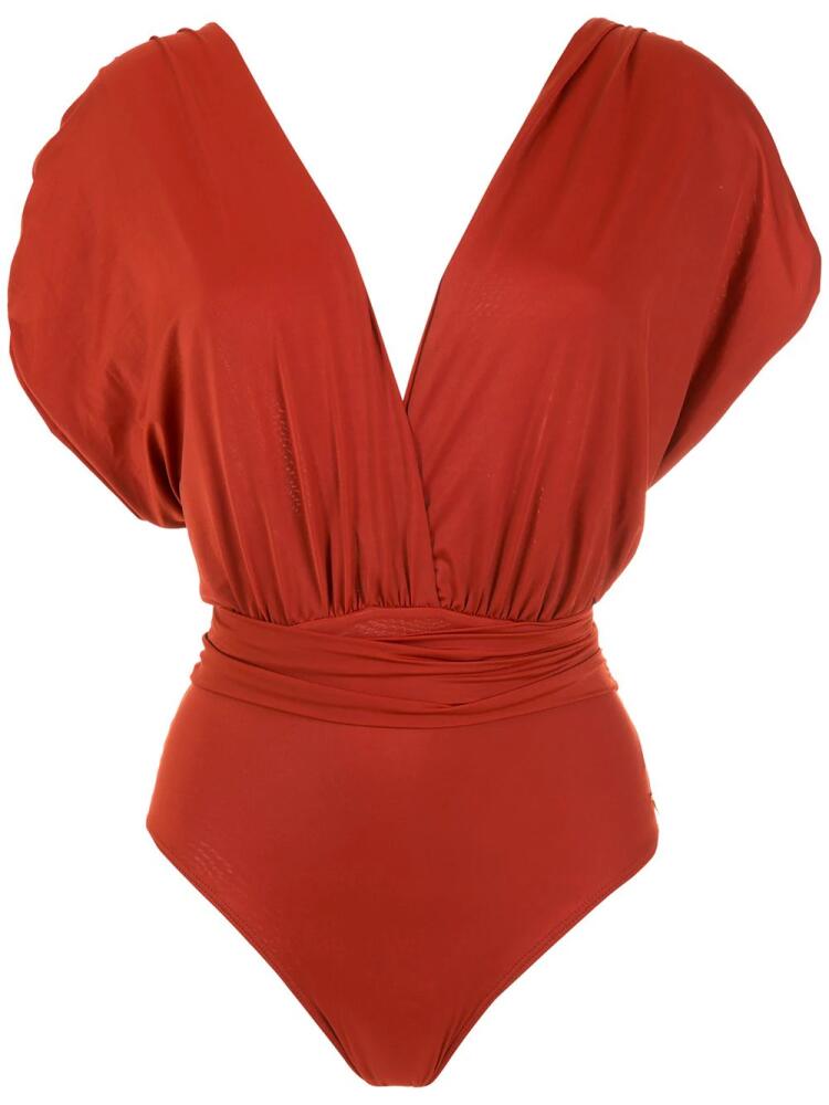 Brigitte ruched V-neck swimsuit - Brown Cover