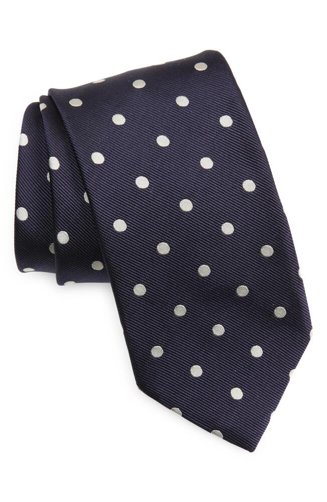 Drake's Polka Dot Silk Tie in Navy Cover