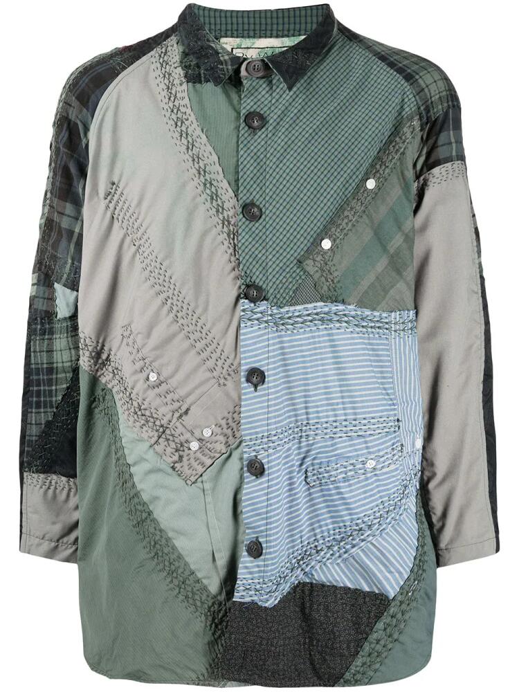 By Walid patchwork cotton shirt - Green Cover