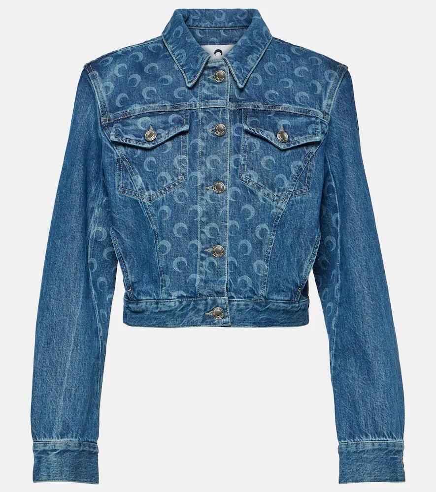 Marine Serre Deadstock cropped printed denim jacket Cover