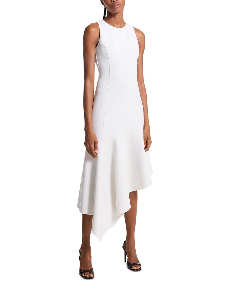 Michael Kors Collection Barathea Sleeveless Wool Blend Asymmetrical Midi Dress Cover