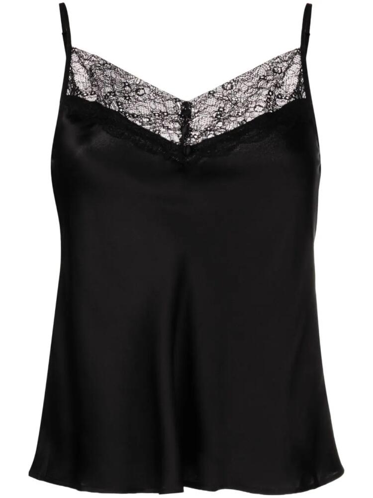 Maje lace-trim silk cami top - Black Cover