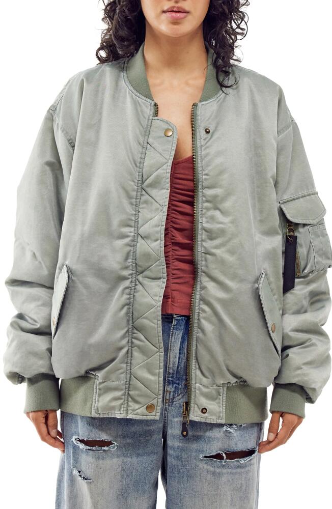 BDG Urban Outfitters Oversize Reversible Bomber Jacket in Khaki Cover