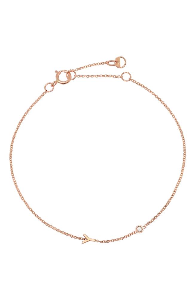 BYCHARI Initial & Diamond Bracelet in 14K Rose Gold-Y Cover