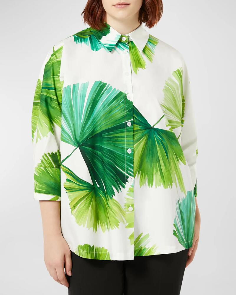 Marina Rinaldi Plus Size Quai Botanical-Print Cotton Shirt Cover