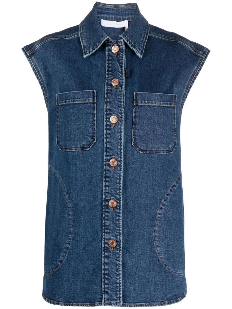 See by Chloé cap-sleeved denim jacket - Blue Cover