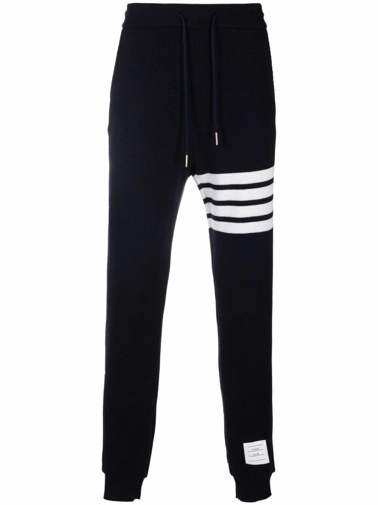 Thom Browne waffle-knit cashmere track pants - Blue Cover