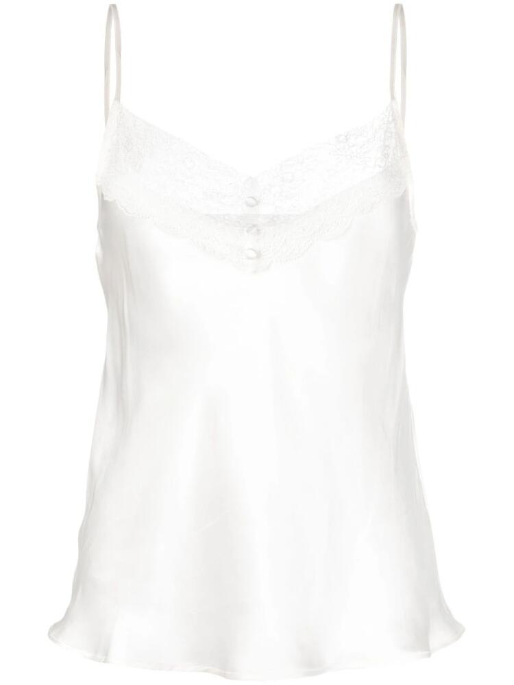 Maje lace-trim silk top - White Cover