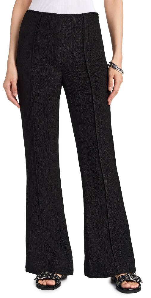 GANNI Viscose Stretch Crepe Flared Pants Black Cover