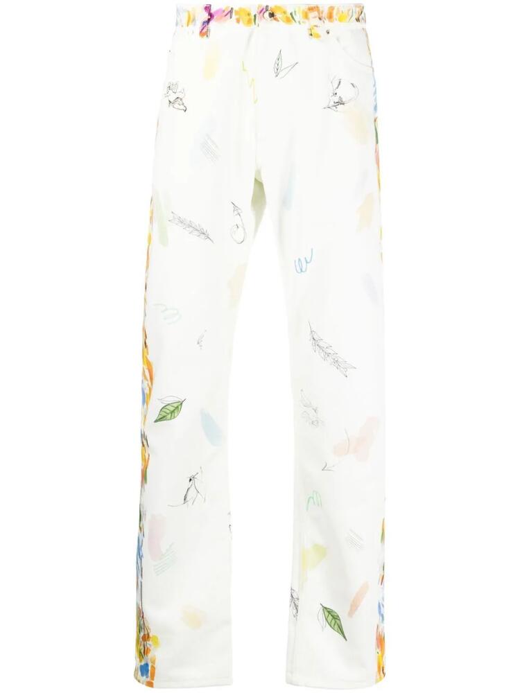 Casablanca graphic-print straight-leg jeans - White Cover