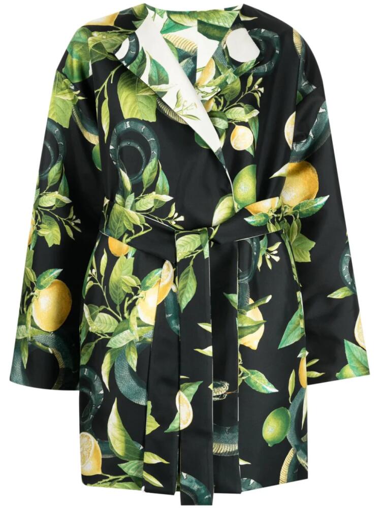 Roberto Cavalli fruit-print reversible belted coat - Multicolour Cover