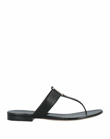 Mia Becar Woman Thong sandal Black Leather Cover