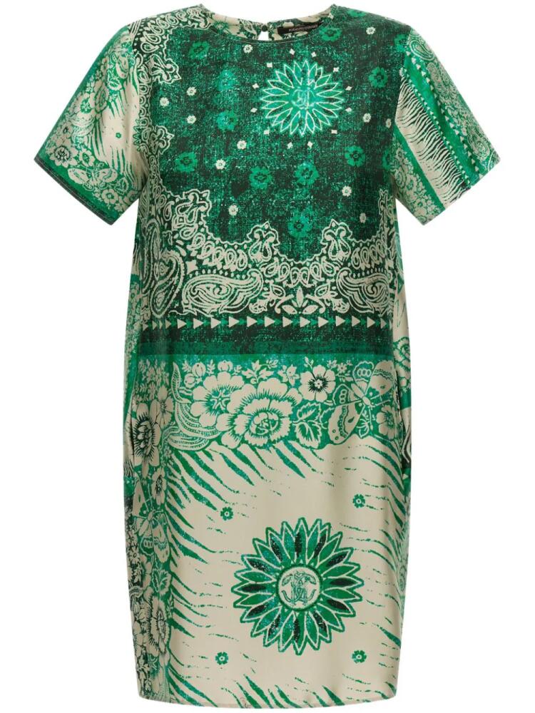 Roberto Cavalli Bandana print silk mini dress - Green Cover