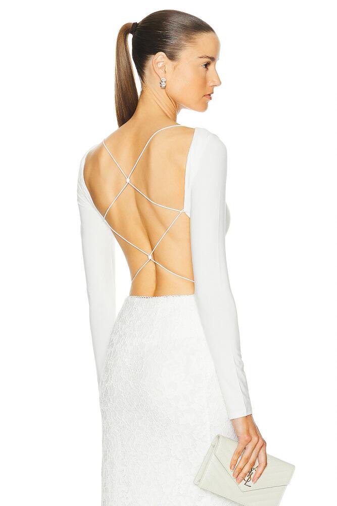 SANS FAFF Bamboo Cross Back Bodysuit in White Cover