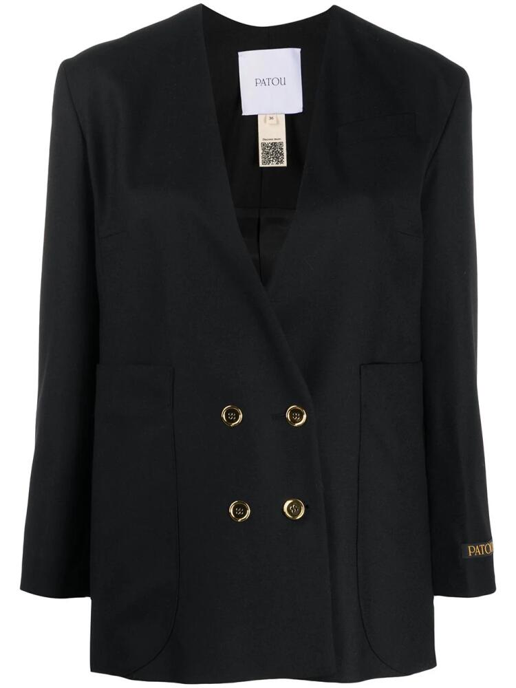 Patou collarless double-breasted blazer - Black Cover