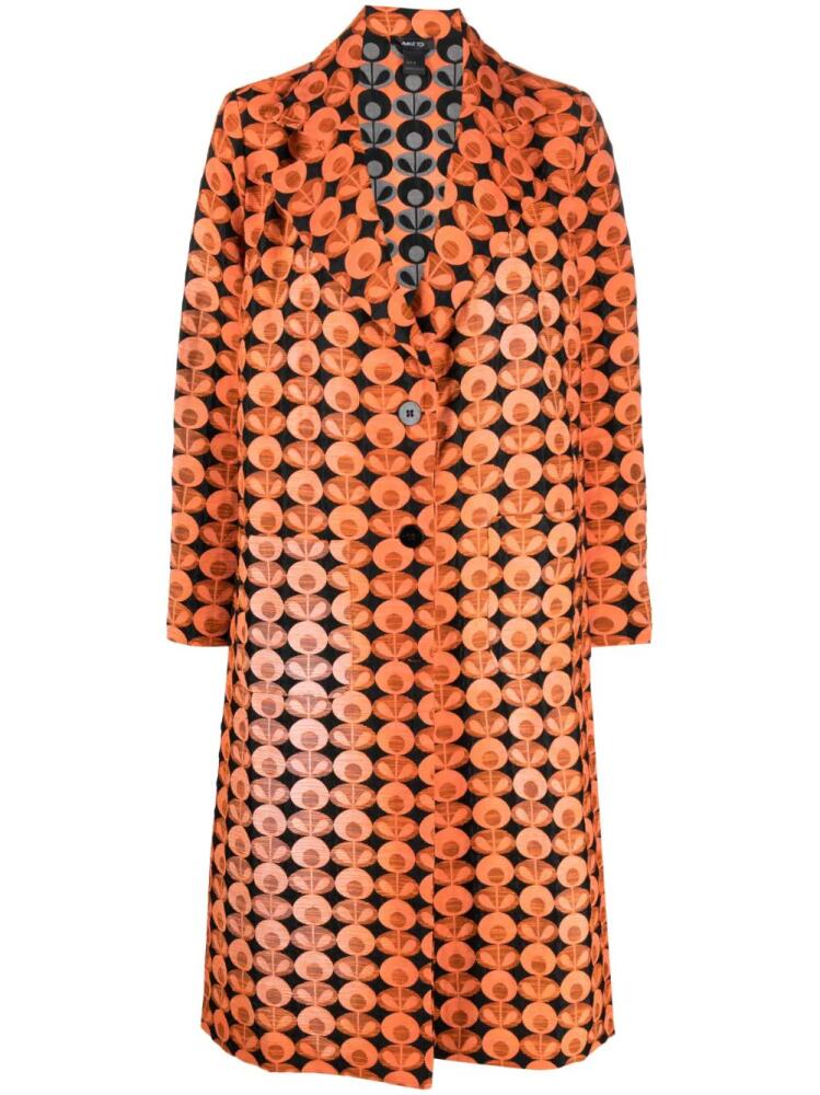 Avant Toi graphic-print single-breasted coat - Orange Cover