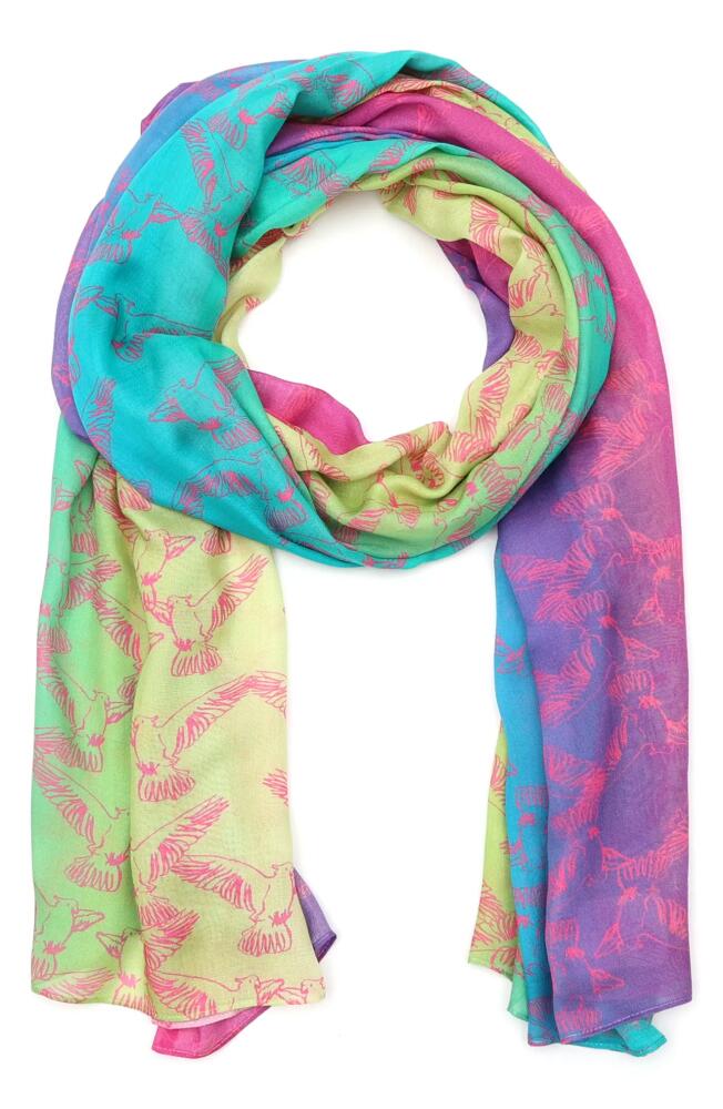 Kurt Geiger London Rainbow Bird Oblong Scarf in Pastel Rainbow Bird Cover