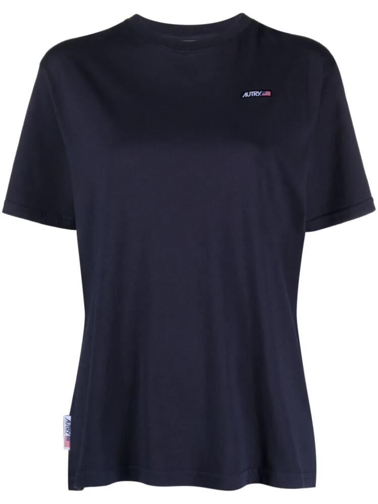 Autry logo-embroidered cotton T-shirt - Blue Cover