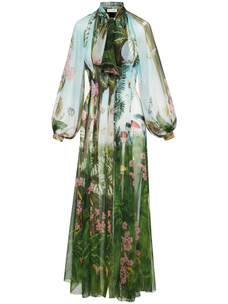 Oscar de la Renta floral-print maxi dress - Green Cover