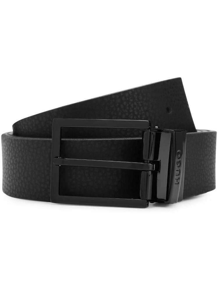 HUGO logo-engraved leather belt - Black Cover