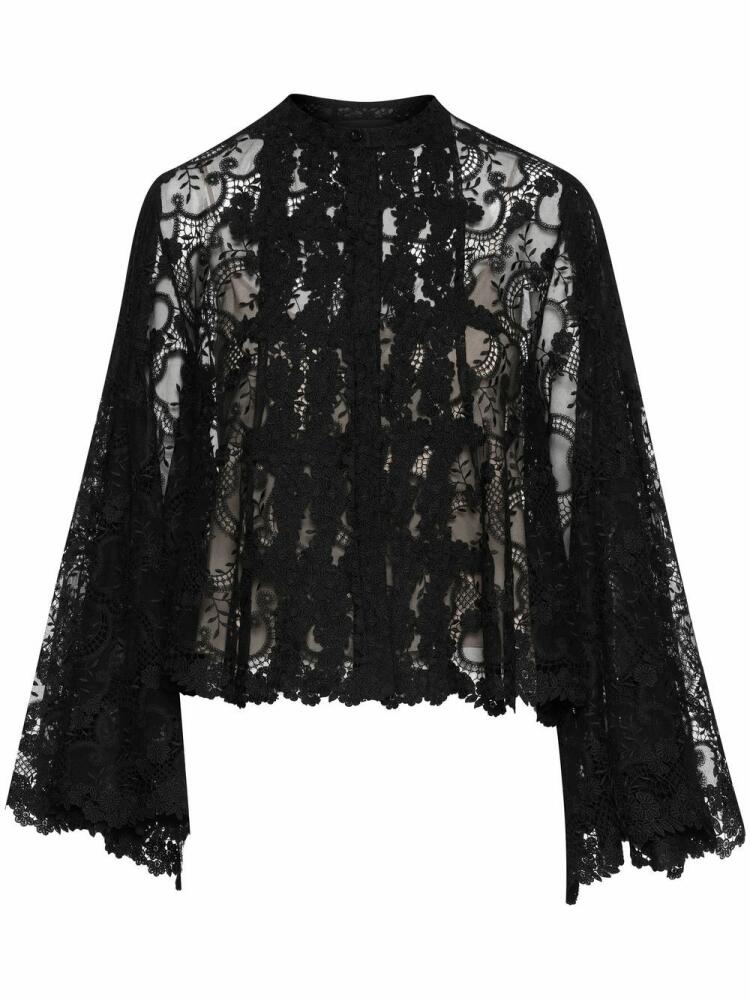 Oscar de la Renta floral-lace detail blouse - Black Cover