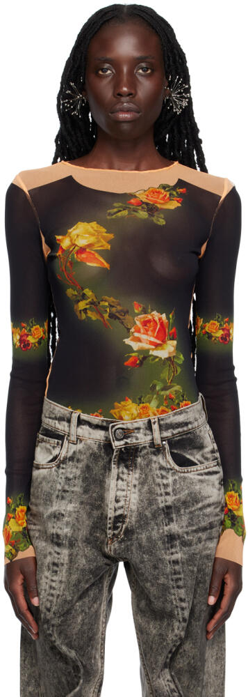 Jean Paul Gaultier Black Fleurs Petit Grand Long Sleeve T-Shirt Cover