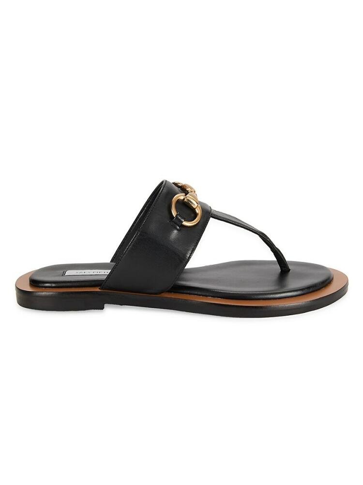 Saks Fifth Avenue Men's Leather Bit Flat Sandals - Mestico Black Cover