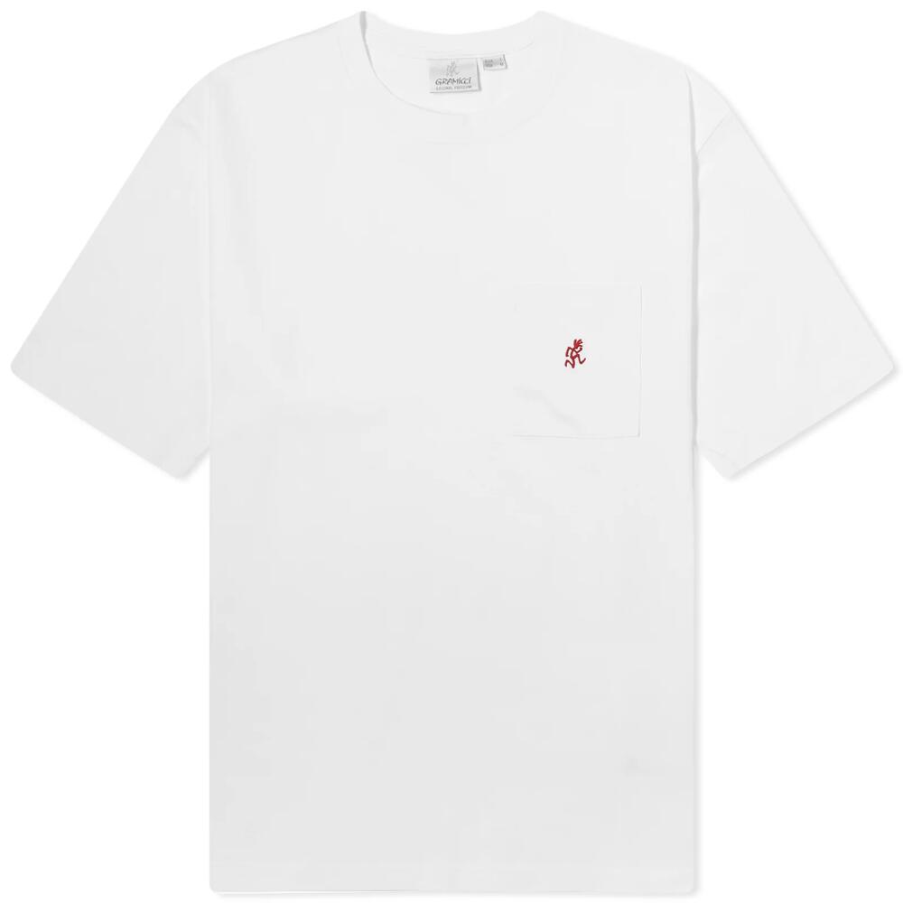 Gramicci Men's One Point Pocket T-Shirt in White Cover