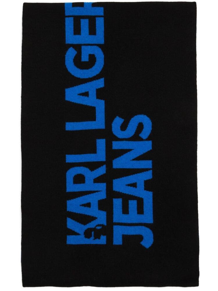 Karl Lagerfeld Jeans logo-embroidered knitted scarf - Black Cover