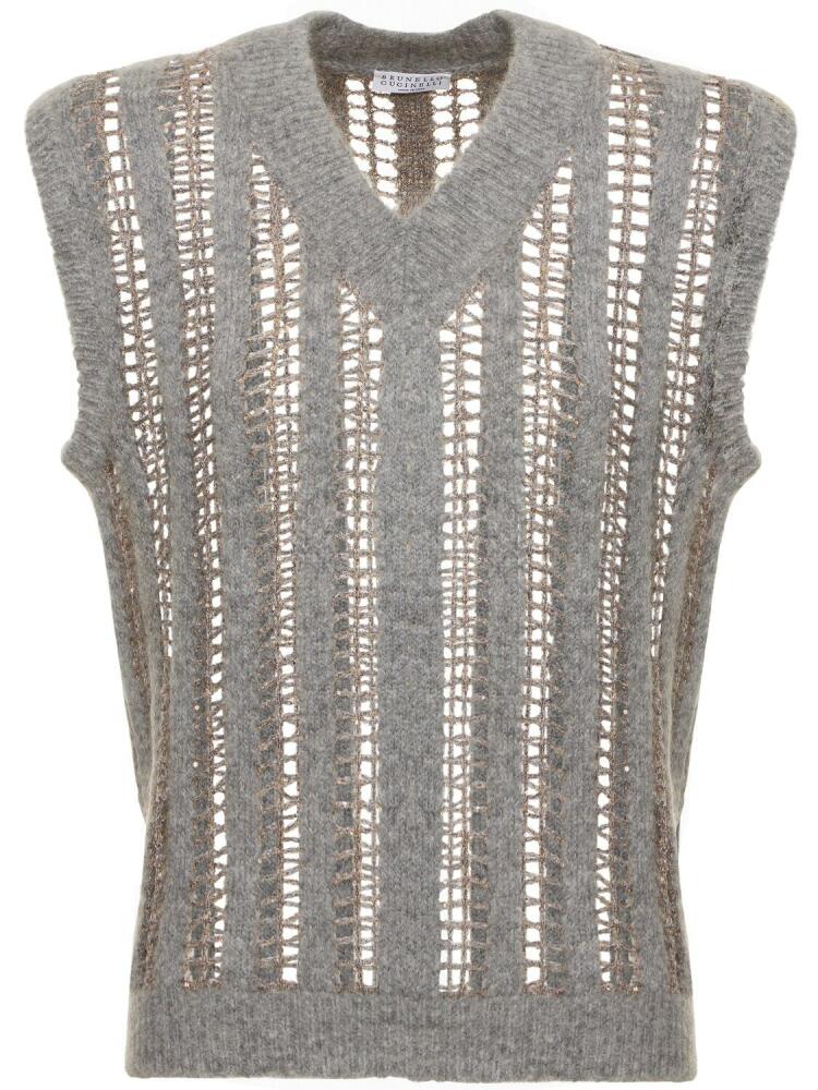 BRUNELLO CUCINELLI Wool & Mohair Open Knit Vest Cover