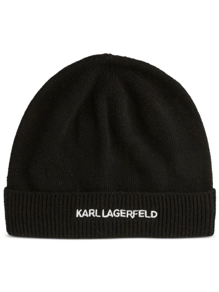 Karl Lagerfeld K/Essential logo-embroidered beanie - Black Cover